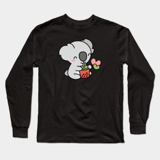 Cute Koala Bear Sipping Bubble Tea - Kawaii Boba Long Sleeve T-Shirt